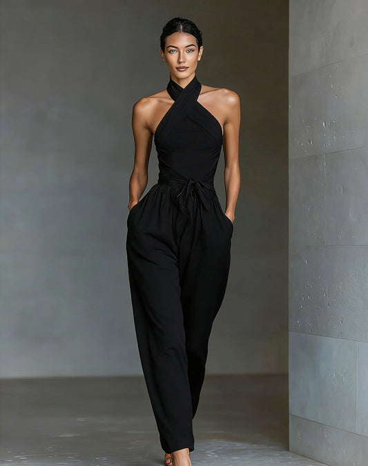 Halter Neck Wide Leg Jumpsuit